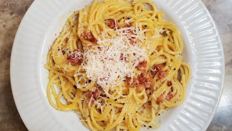 Delicious Spaghetti Pasta Alla Carbonara, a classic Italian recipe from Authentic Italian Recipes.